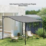Telo di Ricambio per Pergola da Giardino 3x3 m con 16 Fori di Drenaggio, 297x297 cm, Grigio - immagine 2
