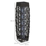 Lampada Solare da Giardino con Illuminazione LED, in Acciaio e Rattan PE, 20x20x68 cm, Grigio - immagine 3