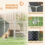 Recinto per Cani con Coperture e Ciotole Girevoli, in Acciaio e tessuto Oxford, 4x2.3x1.5 m, Argento - immagine 7