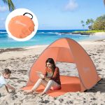 Tenda da Spiaggia Pop Up con Protezione UV 30+ e Borsa di Trasporto, 200x150x119 cm, Arancione - immagine 2