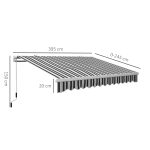 Tenda Parasole per Esterno Estensibile in Alluminio e Poliestere con Manovella, 395x245 cm, Blu e Bianca - immagine 3