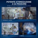Ventilatore Nebulizzatore Regolabile 3 Velocità e 3 Modalità, Oscillazione a 75°, Telecomando, Nero - immagine 4