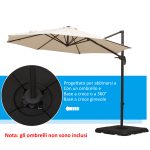 Base per Ombrellone a Braccio da 4 Pezzi Riempibile con Acqua o Sabbia per Basi a Croce da 100x100cm, Nero - immagine 5