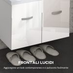 Mobile Bagno Sospeso con Lavabo, Armadietto a 2 Ante con Cerniere Ammortizzate, 61x40x50cm, Bianco Lucido - immagine 6