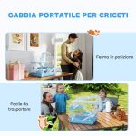Gabbia per Criceti a 3 Piani con Casetta, Ruota, Ciotola per Cibo, Bottiglia e Tubi, Azzurro - immagine 4