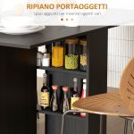 Tavolo Pieghevole Salvaspazio a 2 Ribalte per 6 Persone con Ripiani e Ruote, Nero - immagine 7