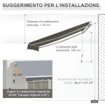 Tenda da Sole da Esterno Avvolgibile Manualmente in Alluminio e Poliestere, 2.5x2 m, Grigio e Bianco - immagine 9