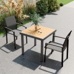 Set 2 Sedie da Giardino Impilabili con Seduta Traspirante, in Alluminio e Textilene, 56x58x89 cm, Grigio Carbone - immagine 2