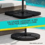 Base per Ombrellone a Croce in Acciaio con Vite Laterale, 100x100x75 cm, Nero - immagine 5