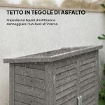 Armadio da Giardino in Legno di Abete con Porte a Persiana e 2 Ripiani, 87x46.5x96.5cm, Grigio - immagine 5