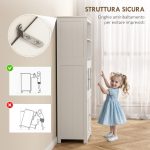 Mobile Dispensa con 2 Ripiani Aperti e 2 Armadietti con Ante, in MDF e Vetro, 60x30x162 cm, Bianco - immagine 7