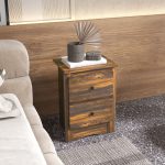 Comodino con 2 Cassetti dallo stile Rustico in Legno, 40x30x56 cm, Marrone - immagine 7