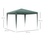 Gazebo da Giardino 3x3 m e Portatile con Copertura Anti UV, Verde - immagine 3
