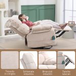 Poltrona Reclinabile con Poggiapiedi, Massaggio e Riscaldamento con 5 Programmi e 8 Punti Vibranti, Beige - immagine 8
