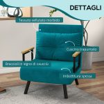 Poltrona Letto 3 in 1 con Schienale Reclinabile in 5 Posizioni e Cuscino, 63x73x81 cm, Blu Scuro - immagine 6