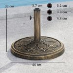 Base per Ombrellone da 12 kg con Manovella Integrata, in Resina, Metallo e Cemento, Ø46x33 cm, Bronzo - immagine 3