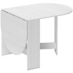 Tavolo Pieghevole per 6 Persone con 2 Ribalte Ovale in Legno, 163x80x75 cm, Bianco