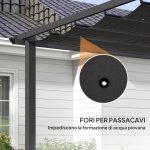 Pergola Gazebo 4x3 m con 8 Fori di Drenaggio, in Alluminio, Metallo e Poliestere, Grigio Scuro - immagine 8