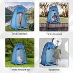 Tenda Doccia da Campeggio e Spiaggia con Porta a Cerniera e Borsa di Trasporto, 126x124x189 cm, Blu - immagine 7
