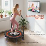 Mini Trampolino Fitness Ø102 cm con Manubrio Regolabile, Trampolino Elastico Pieghevole, Nero - immagine 6