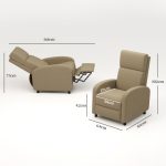 Poltrona Relax Reclinabile Manualmente a 160° con Poggiapiedi in Tessuto, Beige - immagine 3