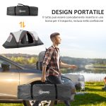 Tenda da Campeggio 6 Posti con 2 Stanze Separate, Poliestere e Fibra di Vetro, 450x215x180 cm, Grigio - immagine 7