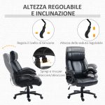 Poltrona da Ufficio Massaggiante e Riscaldata con 2 Punti Massaggio e 8 Programmi, Nera - immagine 6