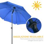 Ombrellone da Spiaggia 1.8x2 m con Reclinazione a 45° e 8 Stecche, Poliestere e Acciaio, Blu - immagine 5