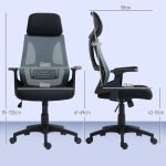 Sedia da Ufficio con Supporto Lombare e Poggiatesta, Seduta Girevole con Altezza Regolabile, Nero - immagine 3
