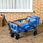 Carrello da Giardino 110L con Maniglia Telescopica e Borsa Termica da 15L in Acciaio e Tessuto, Blu - immagine 2