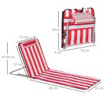 Set 2 Lettini Spiaggia Pieghevoli con Schienale Regolabile a 5 Livelli e Borsa, Rosso - immagine 3
