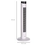 Ventilatore a Torre 45W a 3 Modalità e 3 Velocità con Timer da 12h, in ABS e Alluminio, Ø31.5x93 cm, Bianco - immagine 3