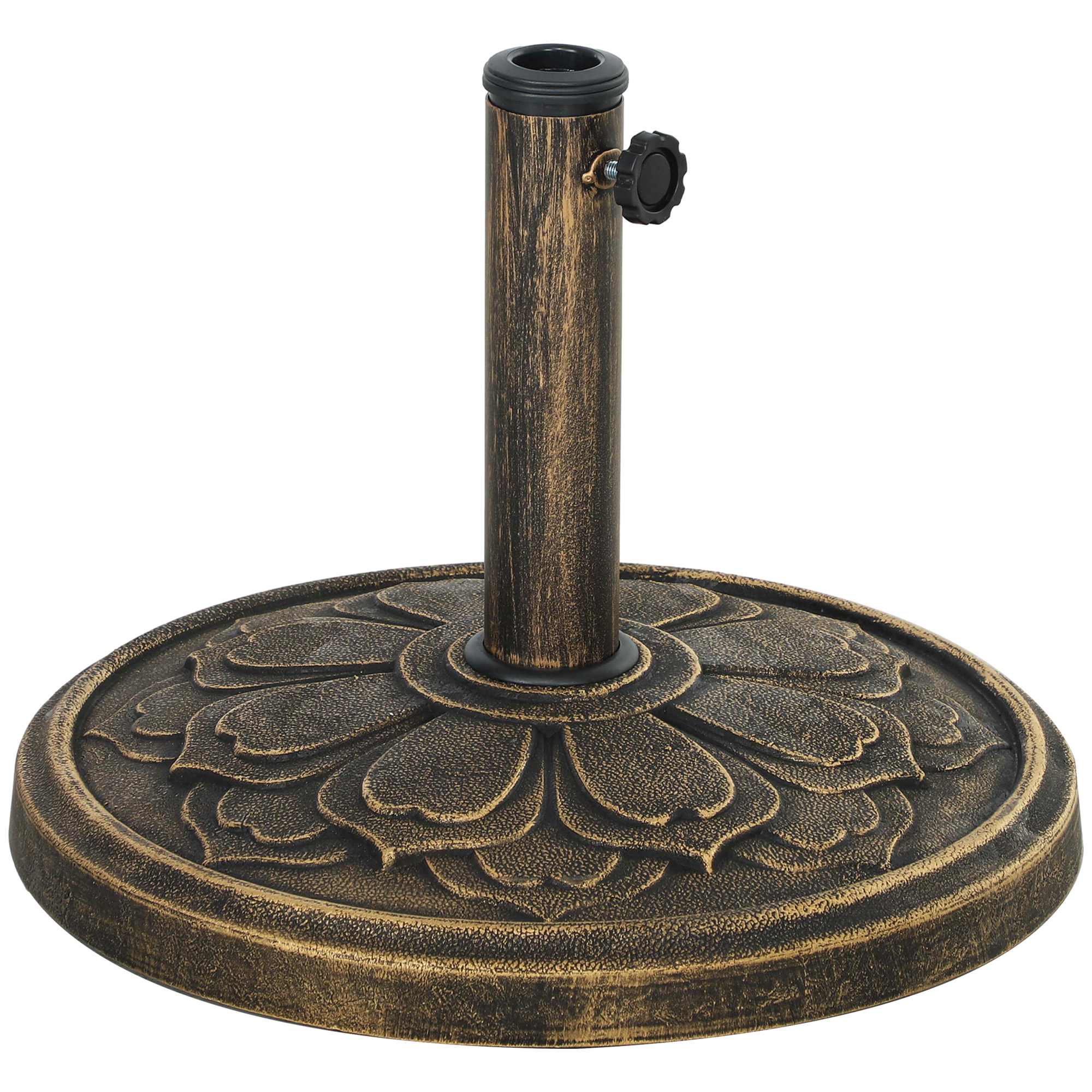 xFv98819b5adb4b73.jpg Base per Ombrellone da 12 kg con Manovella Integrata, in Resina, Metallo e Cemento, Ø46x33 cm, Bronzo - immagine 1