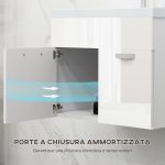 Mobile Bagno Sospeso con Lavabo, Armadietto a 2 Ante con Cerniere Ammortizzate, 61x40x50cm, Bianco Lucido - immagine 5