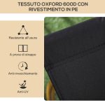 Set 2 Sedie per Esterni Pieghevoli con Braccioli in Tessuto Oxford e Acciaio, Nero - immagine 6