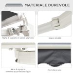 Tenda da Sole da Esterno Avvolgibile Manualmente in Alluminio e Poliestere, 2.5x2 m, Grigio e Bianco - immagine 7