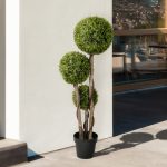 Pianta di Bosso Artificiale a 3 Sfere con Vaso Incluso e Fondo Rinforzato, Altezza 115 cm - immagine 7