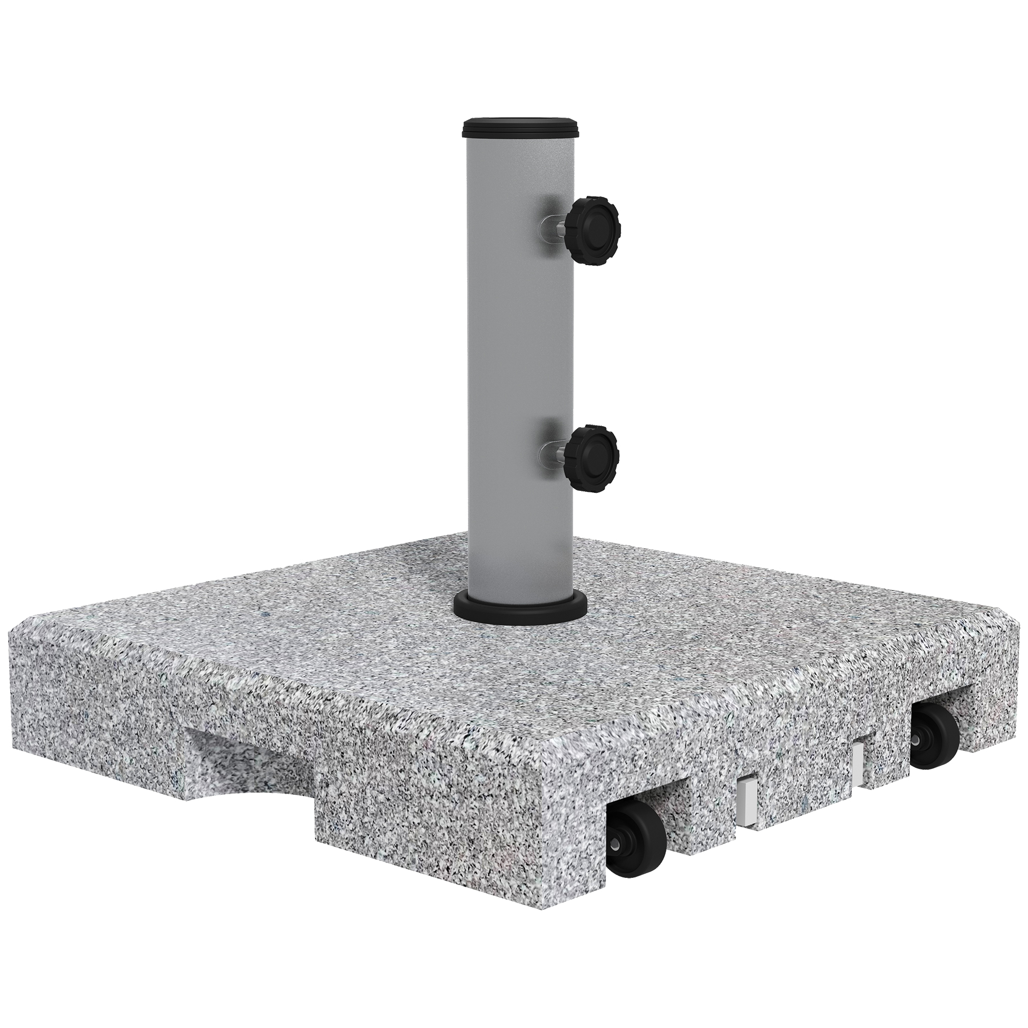xgSe051978169faad.jpg Base per Ombrellone da 28kg in Granito con Maniglia Estensibile e Rotelle, 41x41x37.5cm, Grigio - immagine 1
