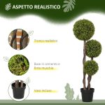 Pianta di Bosso Artificiale a 3 Sfere con Vaso Incluso e Fondo Rinforzato, Altezza 115 cm - immagine 4