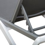 Lettino Prendisole con Schienale Reclinabile e Rotelle Posteriori, 195x67.5x33 cm, Grigio e Bianco - immagine 8
