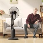 Ventilatore Nebulizzatore a 3 Velocità, Oscillazione 75° e Nebulizzazione Regolabile, Nero - immagine 9