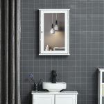 Specchio Bagno Contenitore con Anta Magnetica, Mobile Bagno con Specchio, Ripiano Regolabile, Bianco - immagine 2