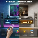Mobile Porta TV fino 75" Sospeso con Luci LED 16 Colori e Telecomando, 180x40x30cm, Nero - immagine 5