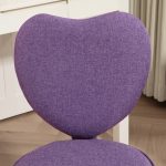 Sedia per Scrivania a Cuore con 5 Rotelle e Altezza Regolabile in Tessuto, 40x50x79-89cm, Viola - immagine 8