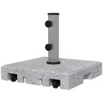 Base per Ombrellone da 28kg in Granito con Maniglia Estensibile e Rotelle, 41x41x37.5cm, Grigio - immagine 9