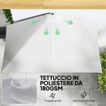 Ombrellone da Parete Mezzaluna Salvaspazio con Apertura a Manovella, Crema - immagine 6