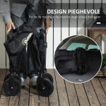 Carrello da Giardino da 120L Pieghevole con Pannello Apribile, in Acciaio e Poliestere, 90x48x62 cm, Nero - immagine 6