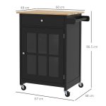 Carrello Cucina con Cassetto, Armadietto Regolabile e Portasciugamani, in Legno, 67x48x86.5 cm, Nero e Rovere - immagine 3