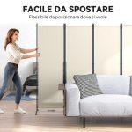 Paravento da Esterno e Interno a 4 Pannelli Pieghevole, 221x50x172cm, Crema - immagine 5