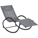Sedia Sdraio a Dondolo Zero-Gravity da Esterno Impermeabile con Poggiatesta, 155x61x88 cm, Grigio